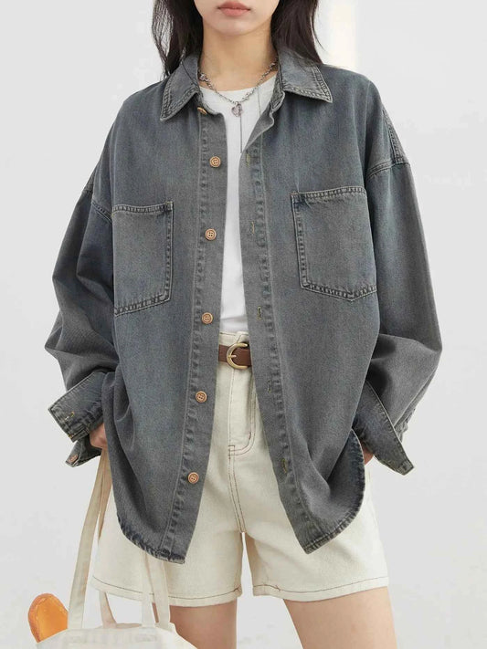 Women Retro Chic Hip Hop Loose Denim Jacket
