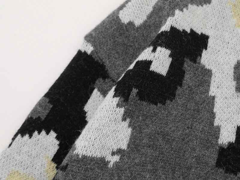 Winter Streetwear Camouflage Knitwear Cardigan