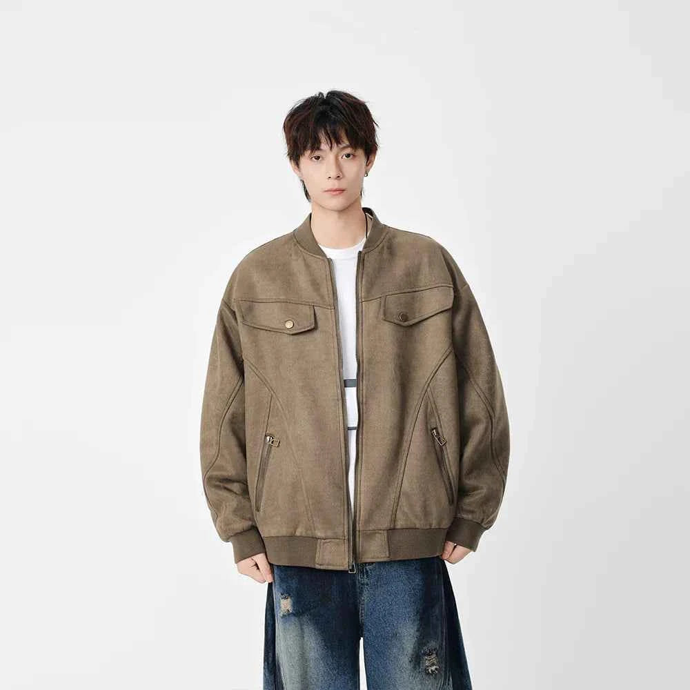 Distressed Pattern Casual Full Zip Jacket