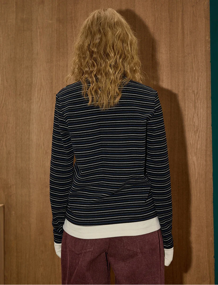 Cozy Winter Stripe Patchwork Long Sleeve T-Shirt - Luxuryurbanwear