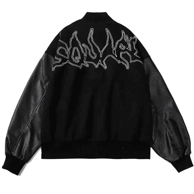 Y2K Versatile Patchwork Hip Hop Varsity Leather Jacket
