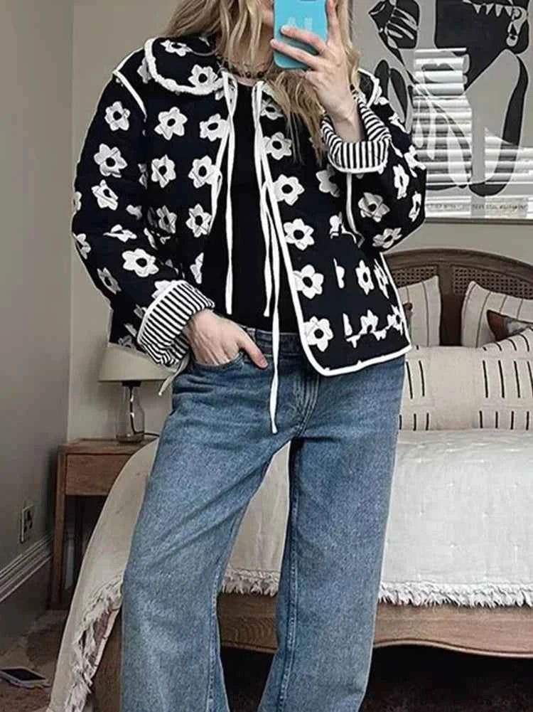 Boho Floral Reversible Padded Jacket