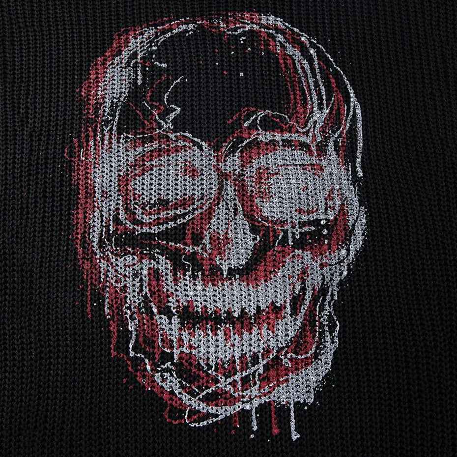 Gothic Oversized Skulls Graphic Sleevless Ripped Sweater