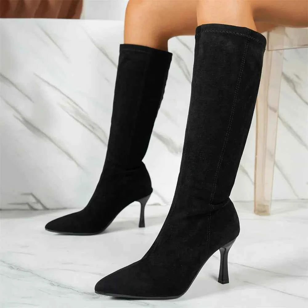 Elegant Toe Stretch Thin High Heels Boots