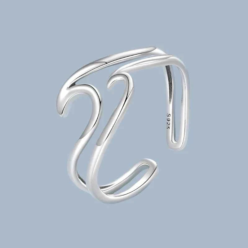 Minimalist Sterling Silver Ocean Wave Ring