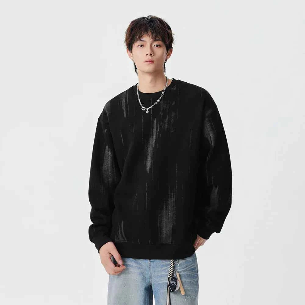 Streetwear Distressed Crew Neck Sweatshirt