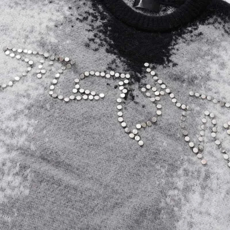 Rivet Gradient Hip Hop Knitted Sweater