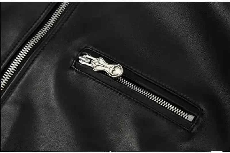 Heavyweight Motorcycle Leather Hooded Jacket