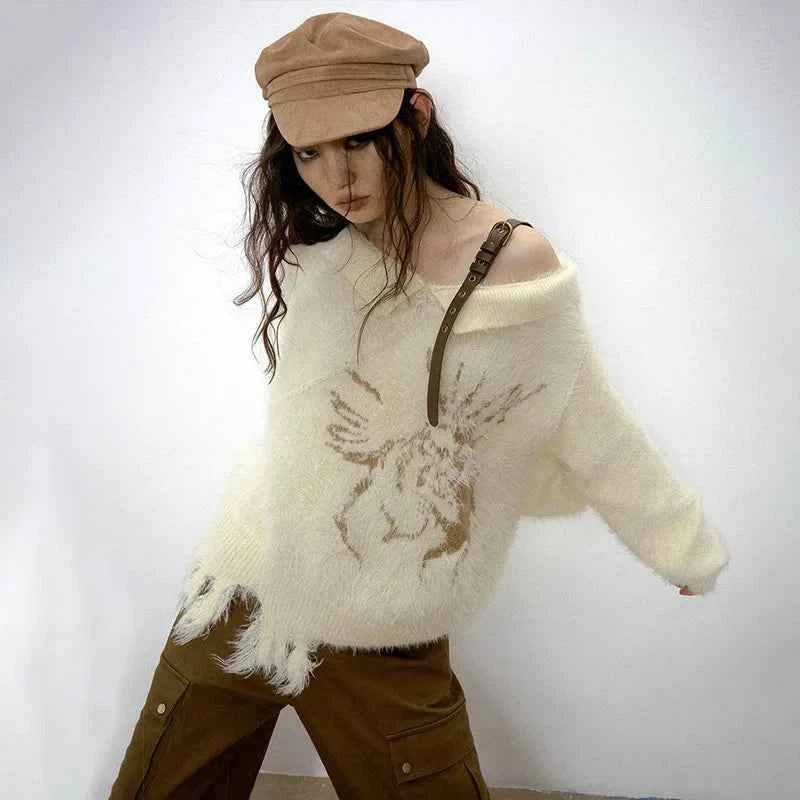 Vintage Irregular Distressed Knit Sweater