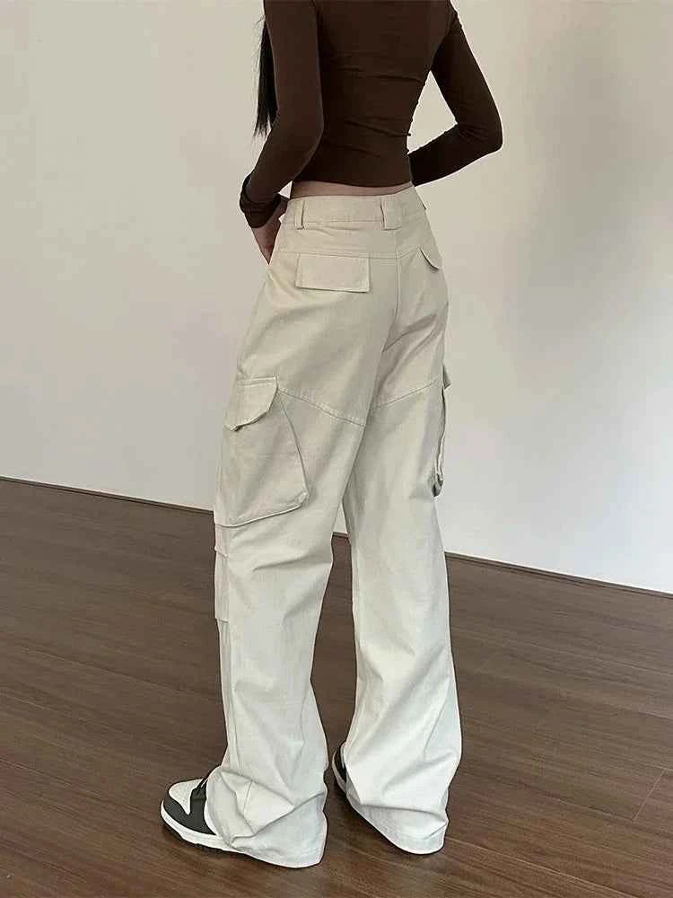 Vintage White High Waist Baggy Cargo Pants