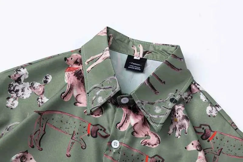 Vibrant Durable Graffiti Dog Graphic Short Sleeve Shirt
