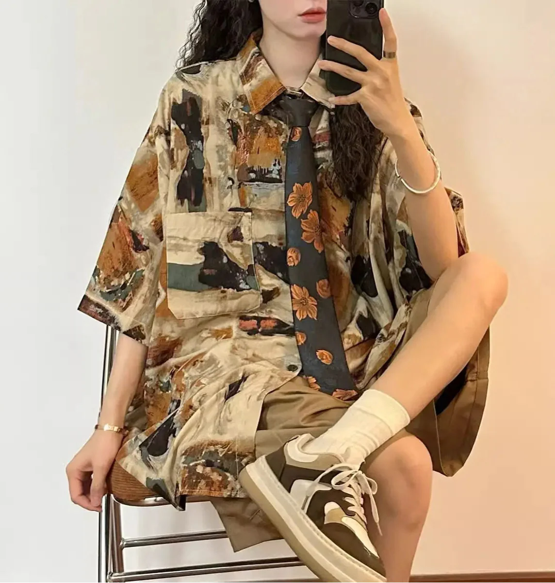 Retro Floral Hong Kong Style Shirt - Luxuryurbanwear
