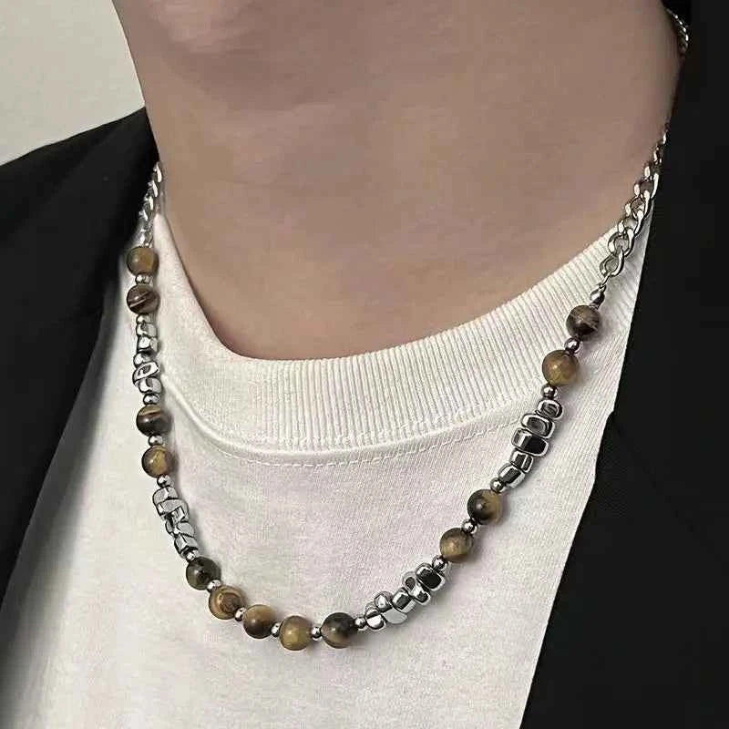 Amber Cat Eye Choker Gothic Stainless Necklace