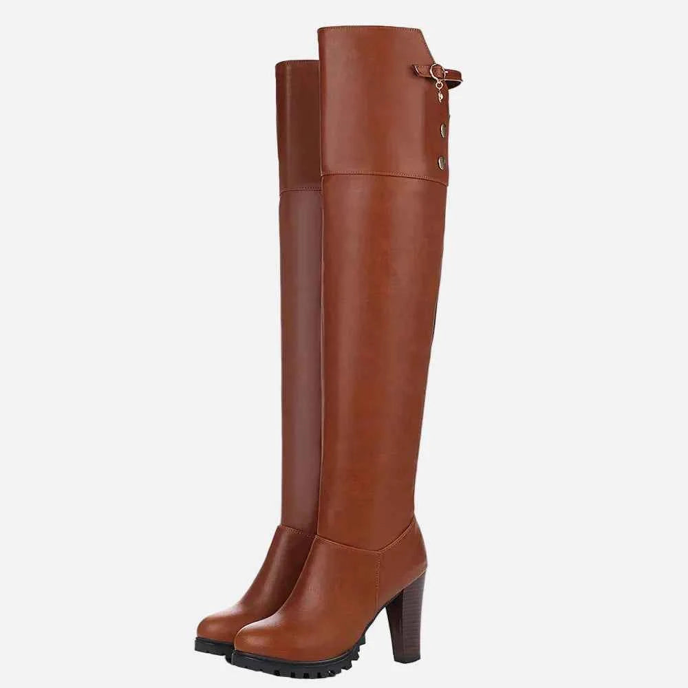 Vintage Cool Over Knee High Heels Leather Boot