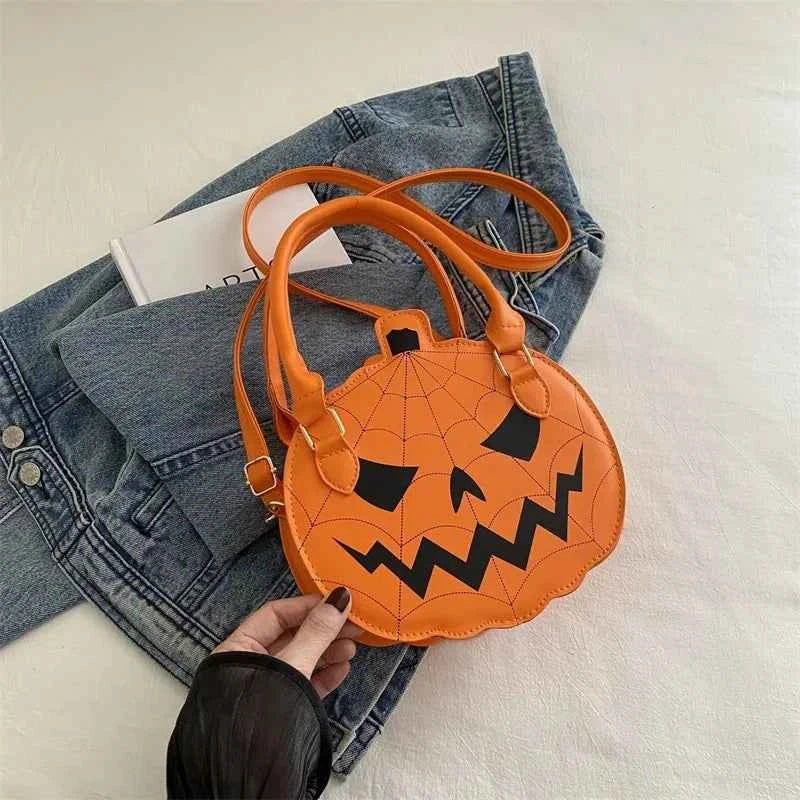 Color Blocking Halloween Pumpkin Shoulder Bag