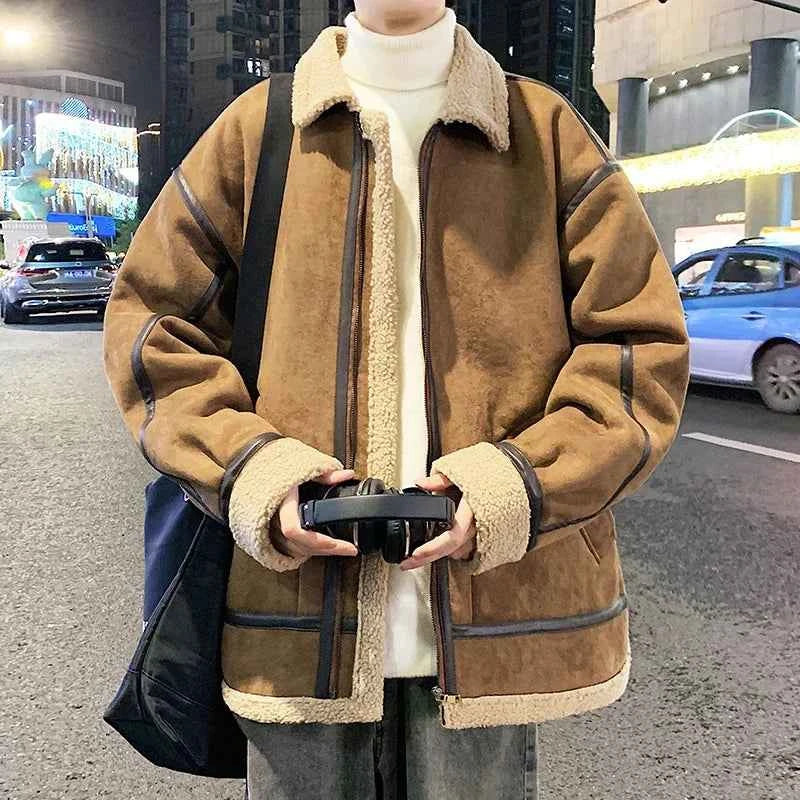 Luxurious Lamb Velvet Suede Winter Faux Furr Jacket
