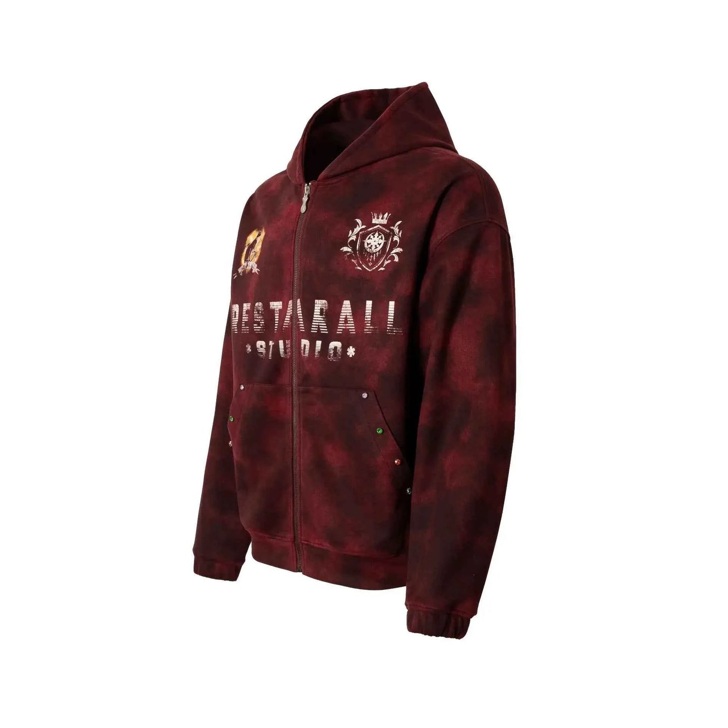 Y2K Spring Breathable Red Zip Up Hooded Sweatshirt