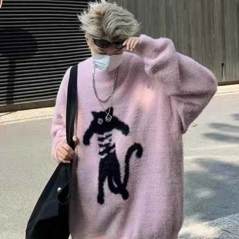 Cozy Japanese Cartoon Cat Knitwear Sweater