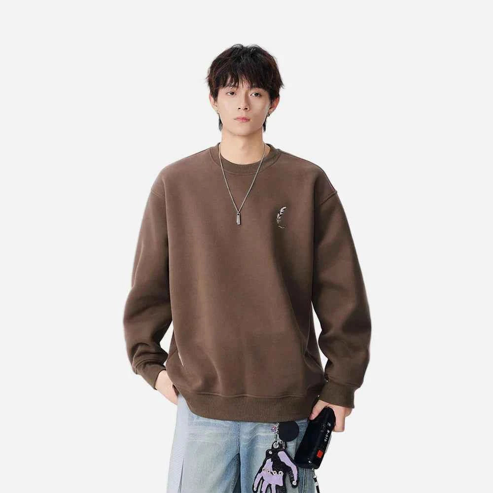 Soft Embroidered Crew Neck Sweatshirt