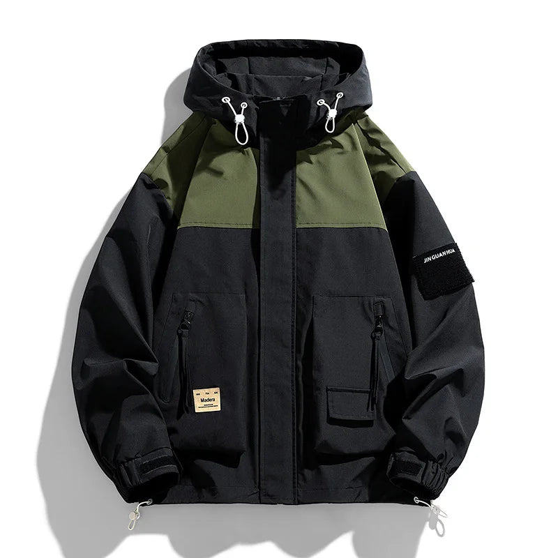 High Neck Two Tone Cargo Bomber Jacket