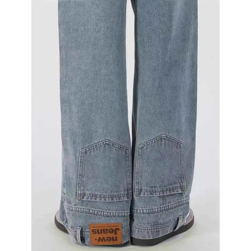 Chic Oversize Blue Wide Leg Casual Jeans