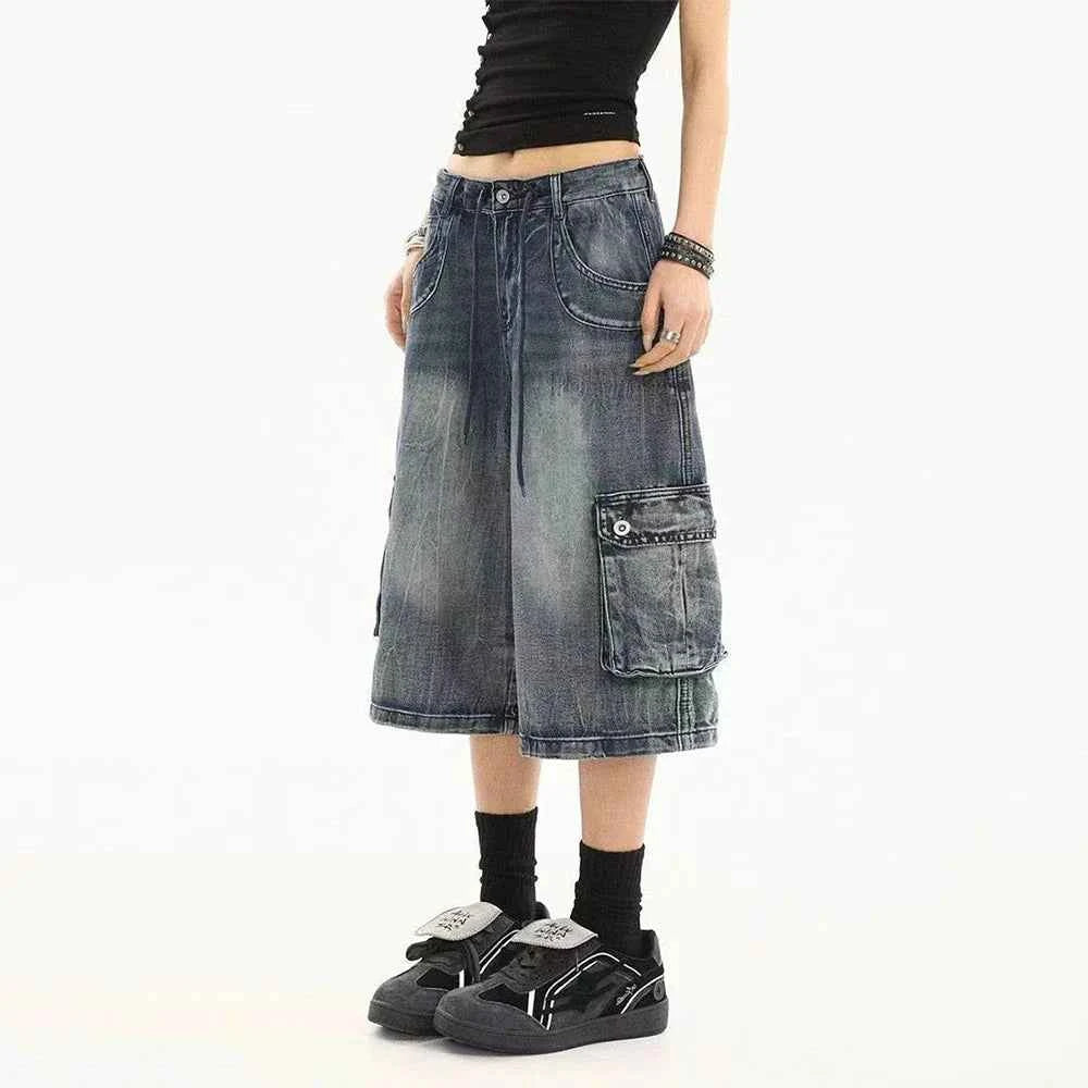 Premium Straight Fit Workwear Denim Cargo Jorts