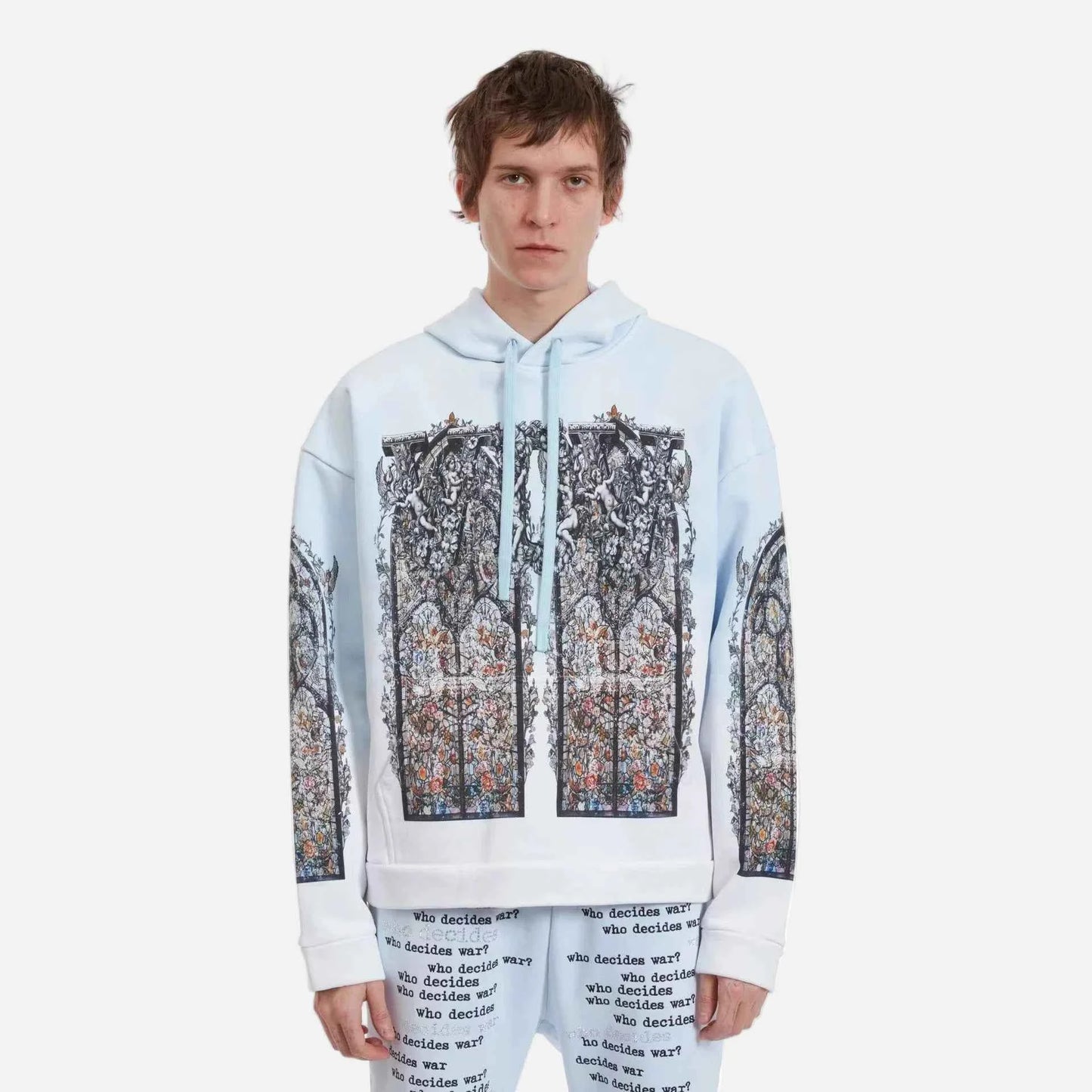 Y2K Blue Gradient Vintage Distressed Hoodie