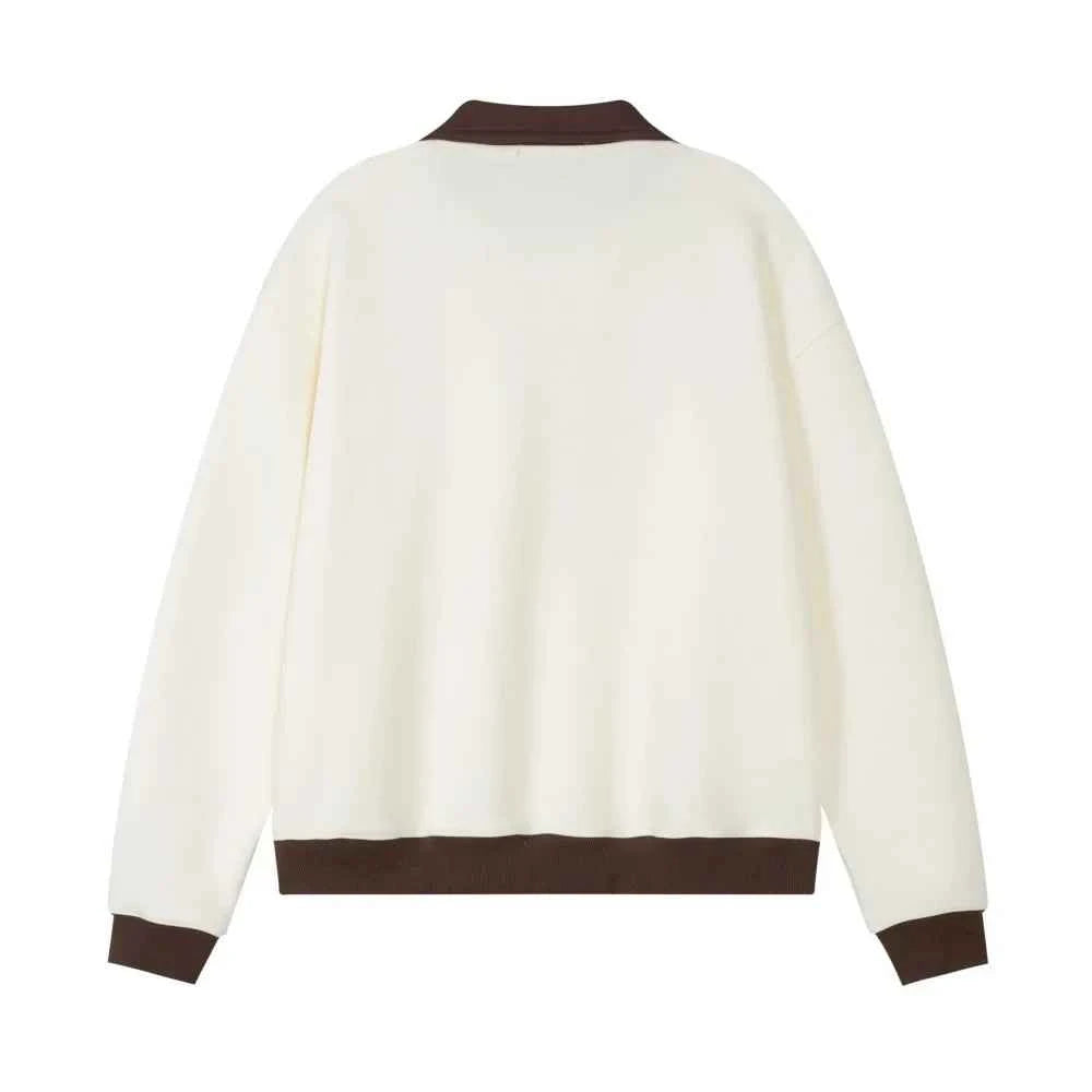 Y2K Loose Letter Embroidery Turn-Down Collar Sweatshirt