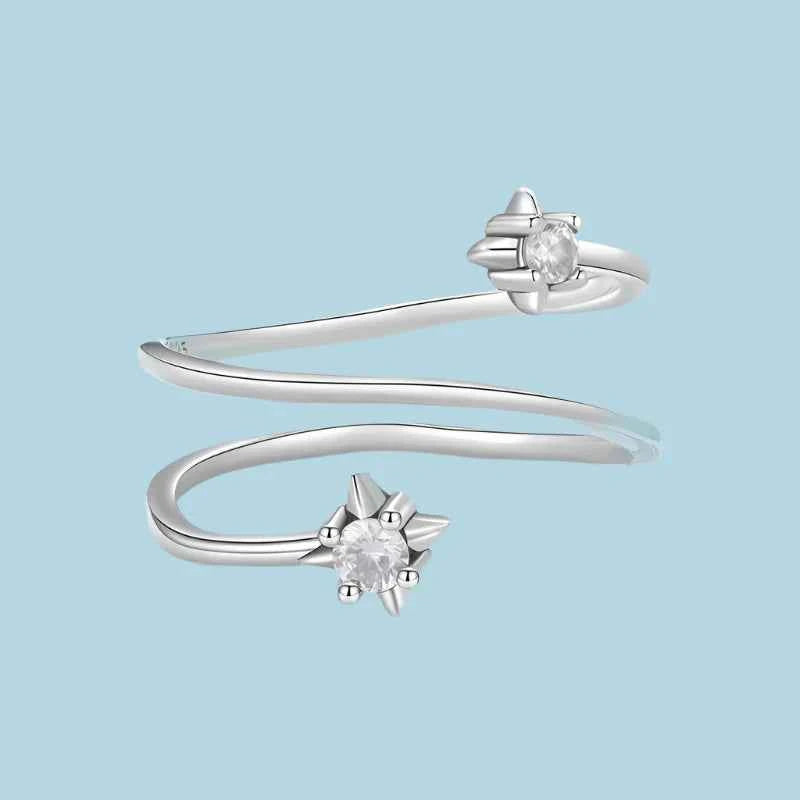Minimalist Adjustable Sterling Silver Star Ring