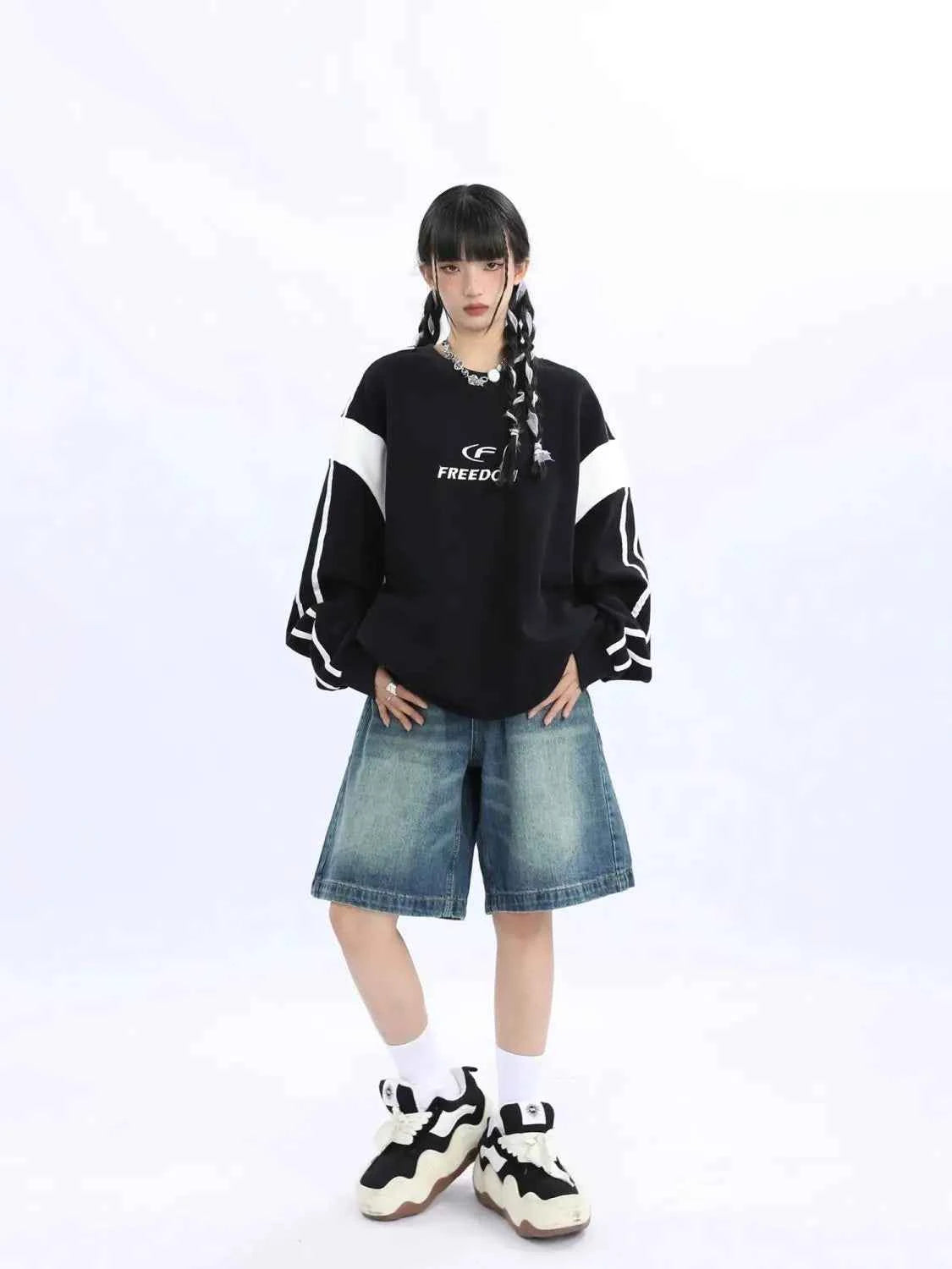 American Style Hip Hop Loose Print Sweathirt