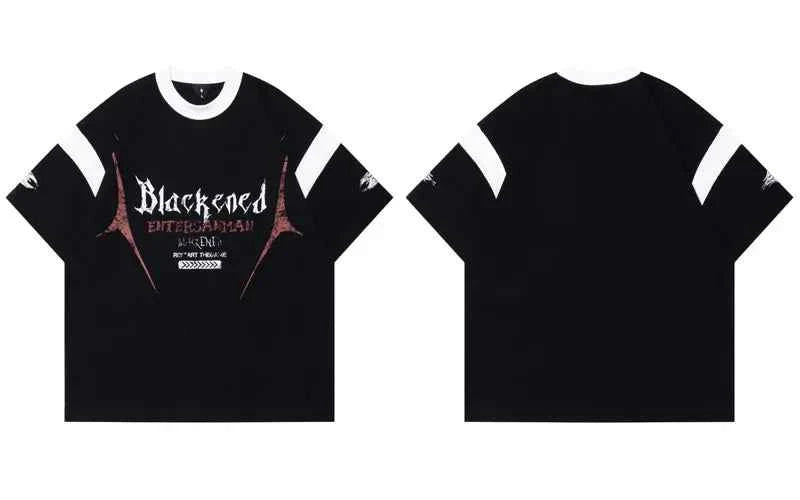 Warm Graphic Printed V-Neck Cotton Racing T-Shirt