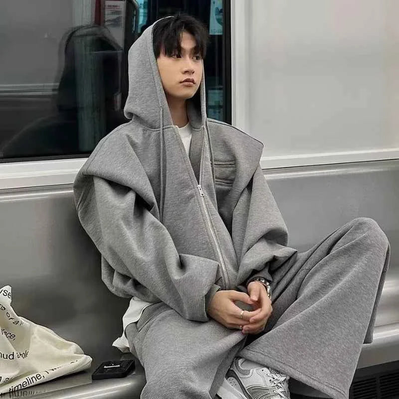 Flexible American Casual Zipper Hooded Sweatshirt