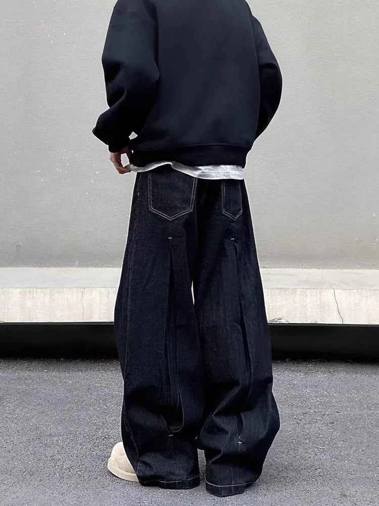 Wardrobe Staple Black Baggy Wide Leg Denim Jeans