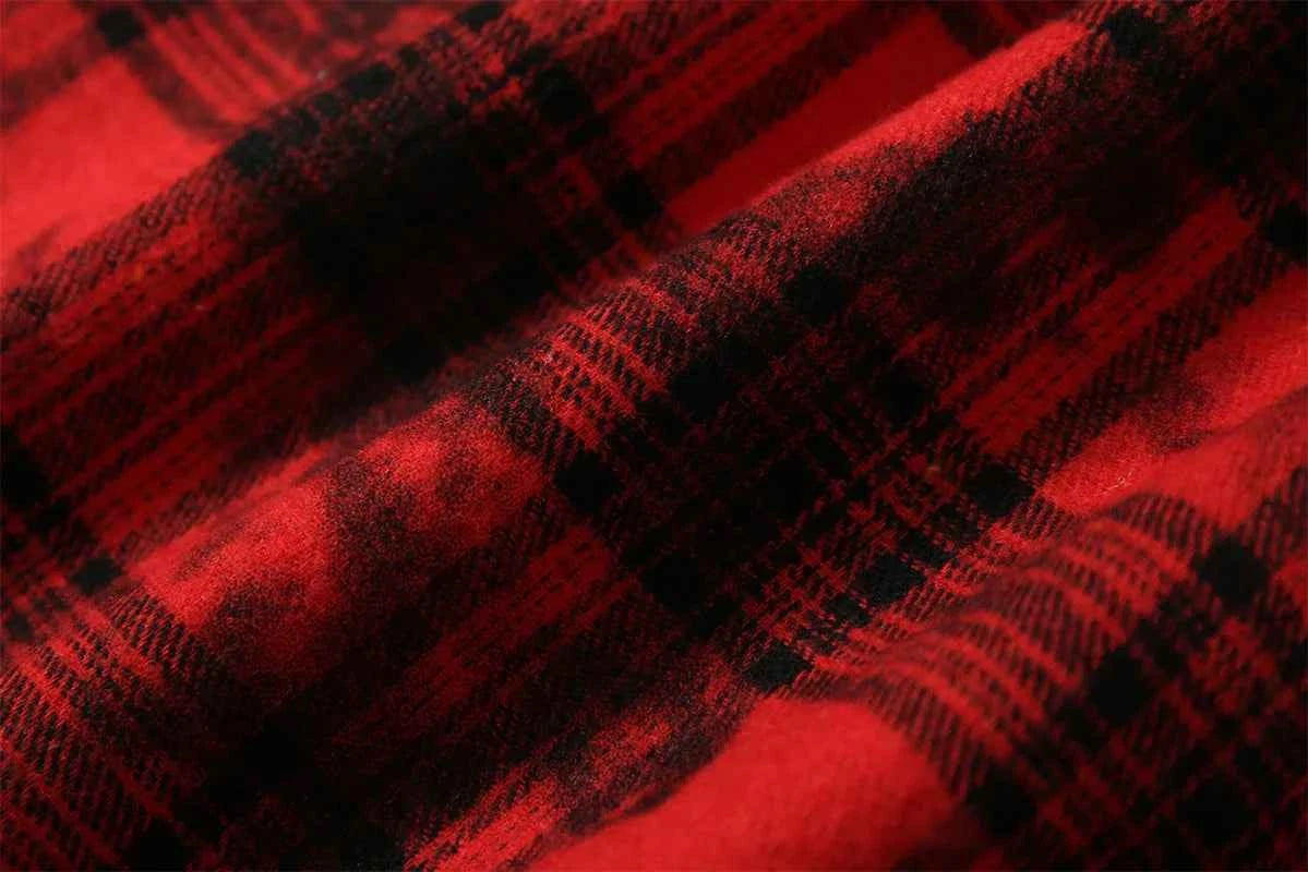 Durable Gothing Plaid Short Sleeve Red Casual Shirt