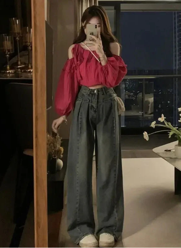 Vintage High Waist Black Emo Jeans - Luxuryurbanwear