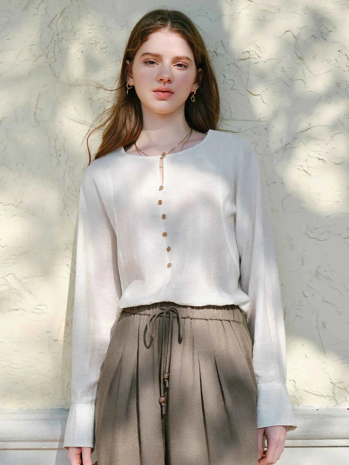 Women Classic Relaxed Fit V-Neck Linen Cardigan