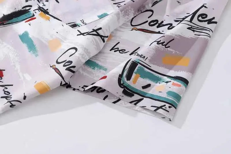 Unique Graffiti Flexible Short Sleeve Beach Shirt