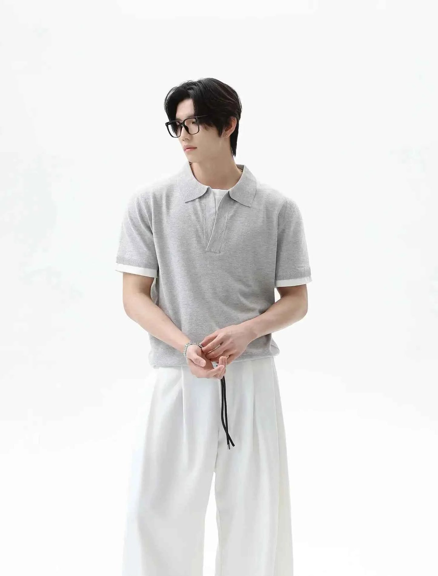 Cleanfit Lapel Contrast Color Casual Polo T-Shirt