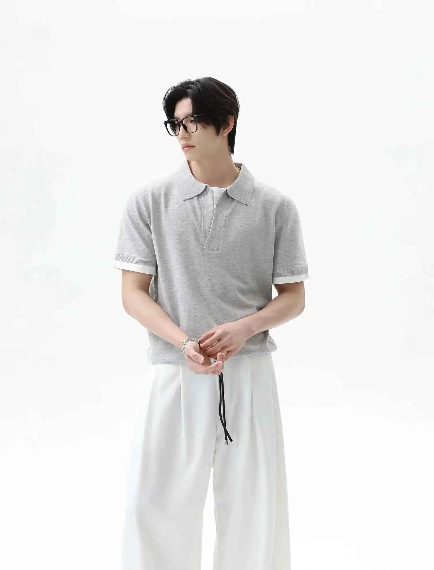 Cleanfit Lapel Contrast Color Casual Polo T-Shirt