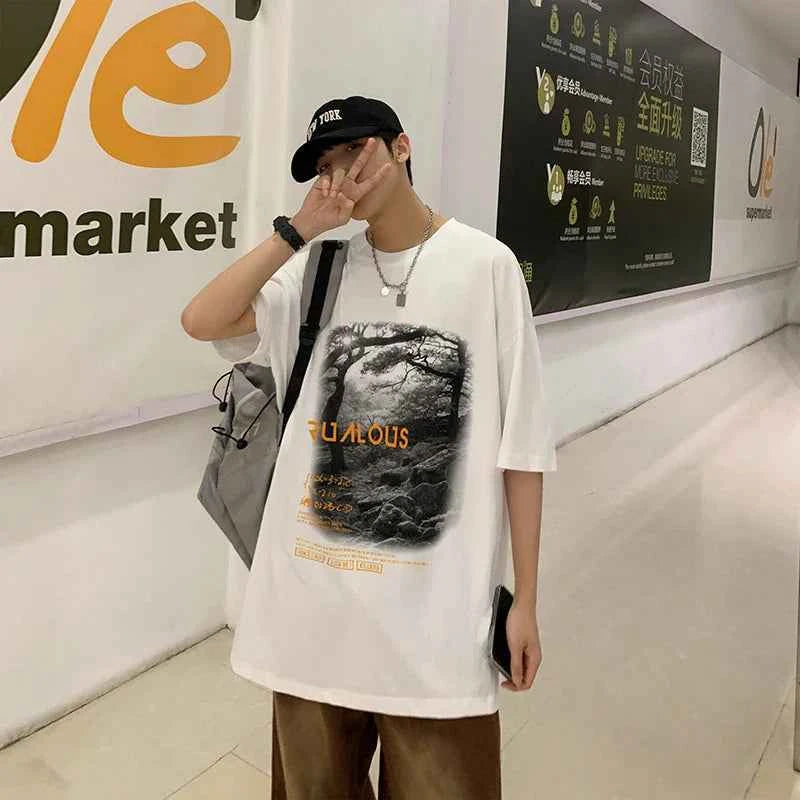 Streetwear Oversized Gothic Graphic T-Shirt