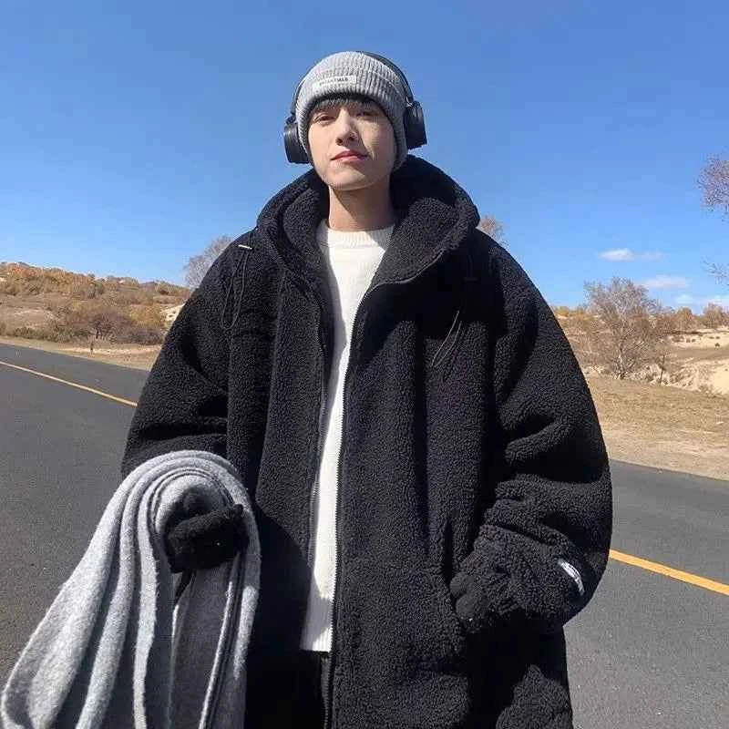 Men's Retro Warm Korean Style Lambhair Winter Jacket