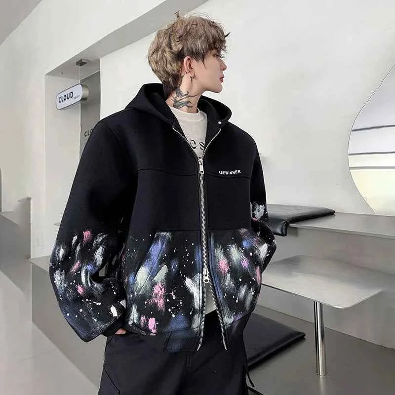 Gothic Vibrant Tie Dye Loose Hooded Sweatshirt