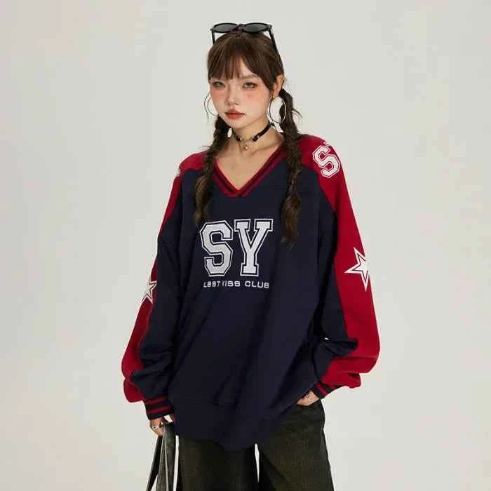 Vintage Cozy American Letter Print Sweatshirt