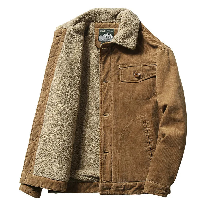 Corduroy Button Up Fleece Jacket