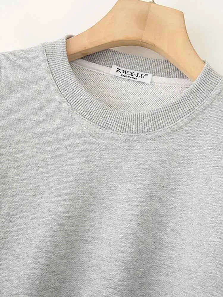 Pleated Casual Loose Pullover Sweatshirt