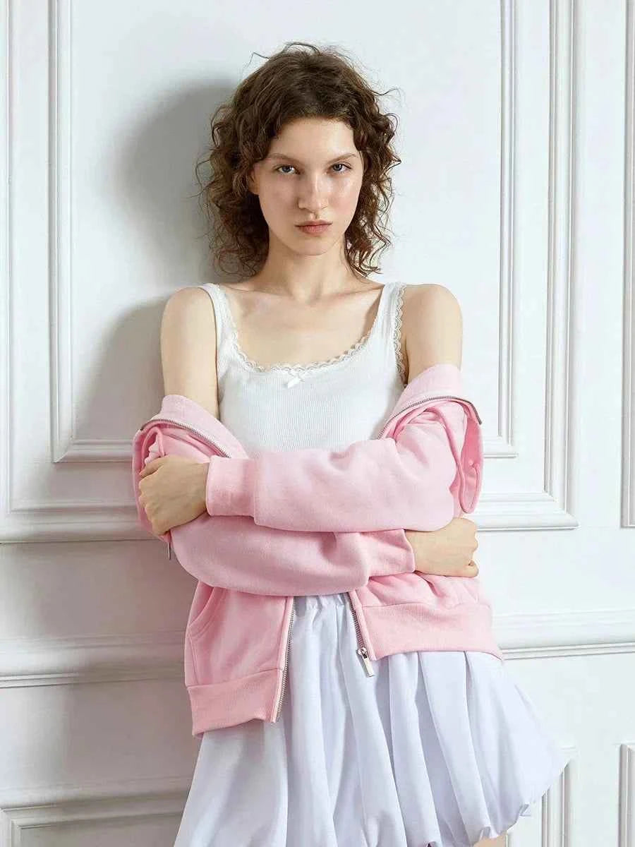 Women Pink Bow Print Long Sleeve Sweatshirt
