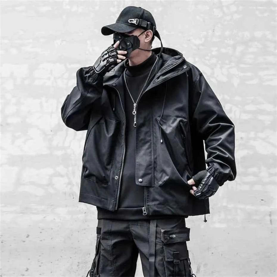 Windbreaker Oversize Tactical Cargo Hooded Jacket