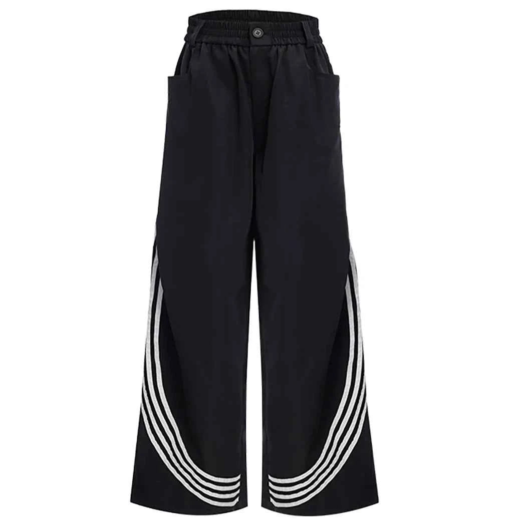 Luxury Designer Cool Baggy Striped Sweatpants