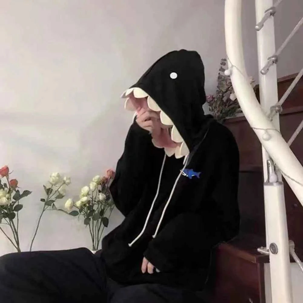 Y2K Funny Shark Patchwork Kawaii Hoodie