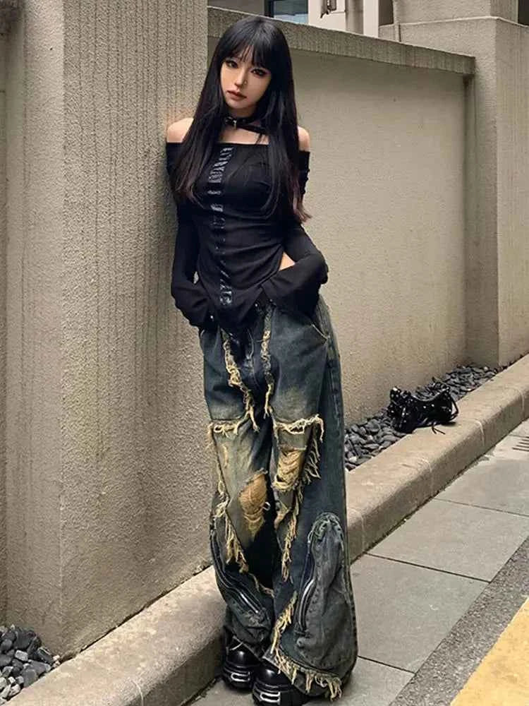 Ripped Sexy Vintage Hollow Out Jeans